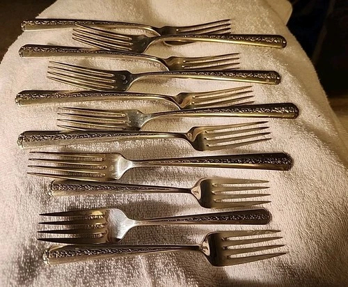SET OF 11 STERLING SILVER TOWLE RAMBLER ROSE FORKS 601G NOT SCRAP