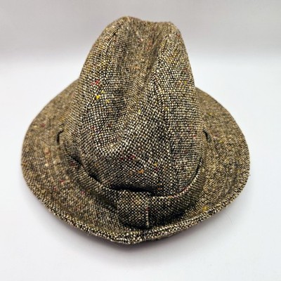 Callaghan s Donegal Handwoven Tweed Fedora Hat Brown Speckled Wool Size 7