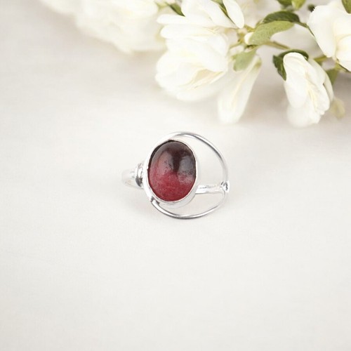 Black Rhodonite Gemstone Statement Ring 925 Sterling Silver Ring Gift For Women - Picture 4 of 4