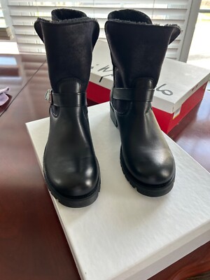 LE PEPITE/shearling ankle boots/women/ black  /Size 9/40/made in Italy