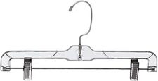 Economy Plastic Hangers Pant  Skirt 100 Clear  14" Hang Bars Padded Metal Clips