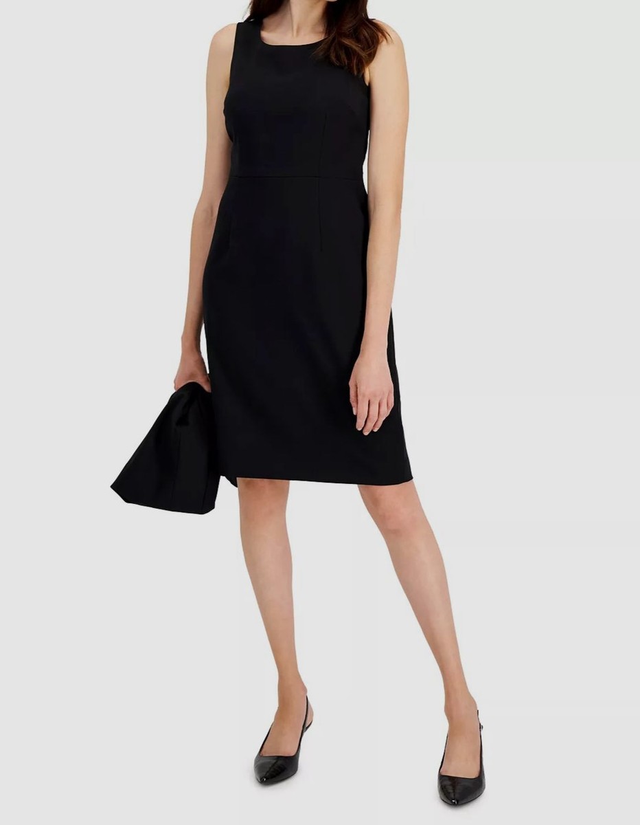$150 Le Suit Womens Black Sleeveless Knee-Length Round-Neck Sheath