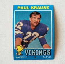 1971 Topps Football #158 Paul Krause Vikings MINT - 