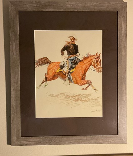 FREDERIC REMINGTON "A Cavalry Officer" Early Lithograph Signed Matted & Framed - Picture 14 of 15