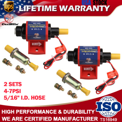 #ad 2pack 12S 4 7PSI Universal Electric Fuel Pump Carburetor 12V Low Pressure 5 16quot; $49.99