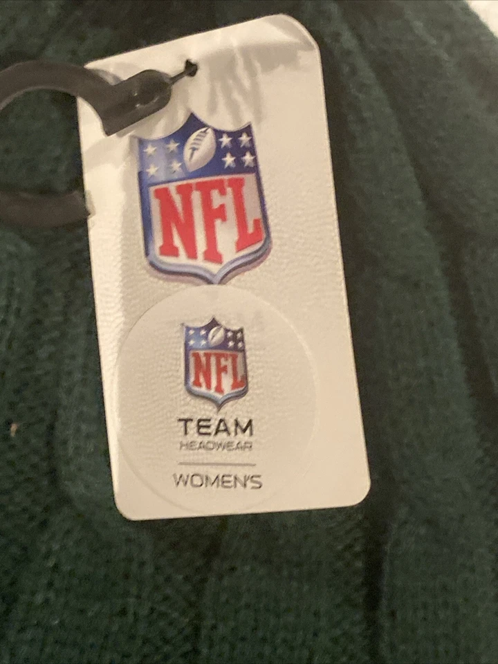 Boné de malha NFL New York Jets feminino pom gorro NFL gangue de futebol verde - Imagem 4 de 4