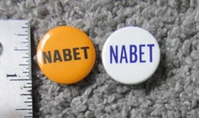 VTG NEW ORIGINAL LOT 2 NABET 1" METAL PINBACK BUTTONs