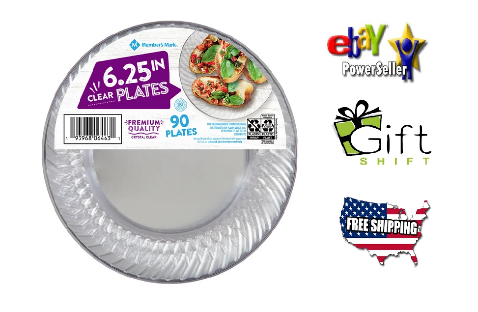Member s Mark Clear Plastic Plates 6.25