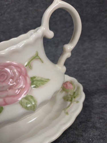 Vernon Ware By Metlox Stoneware Rose Pink Gravy Sauce Boat w/ Attached Plate EUC - Picture 9 of 16