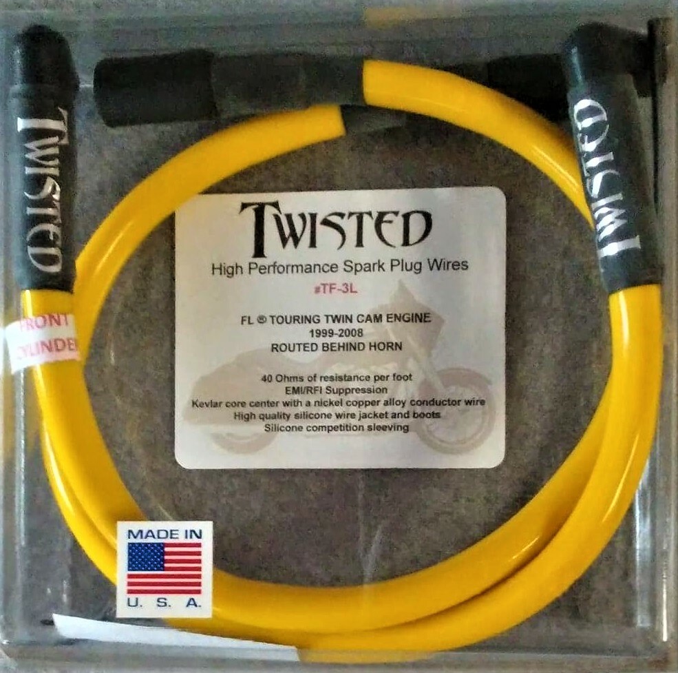 TWISTED 12mm YELLOW SPARK PLUG WIRES HARLEY ELECTRA GLIDE ROAD KING
