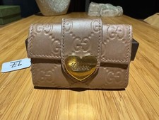 Gucci Pink and Gold Heart 6 Key holder Wallet with Iconic Monogram