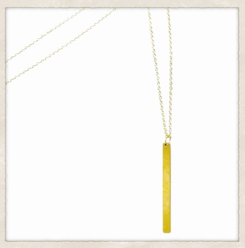 Handmade Minimalist Gold Bar Pendant Necklace, Dainty Necklace, New - Picture 3 of 5