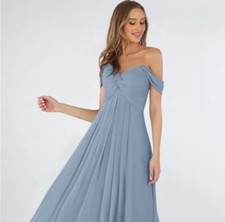 Azazie Bridesmaid Dress Kaitlynn Dusty Blue Size 8 NEW with Tags