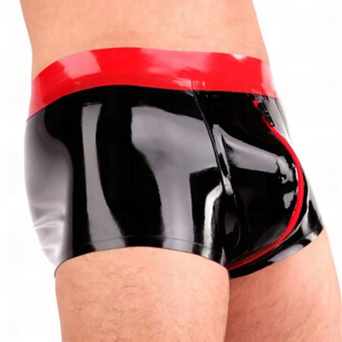 Slip in lattice con cerniera anteriore pantaloncino uomo con pene e guaina anale intimo BDSM - Foto 3 di 10