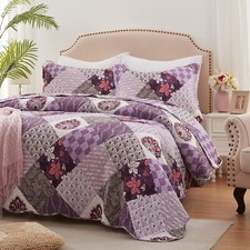 King Size Quilt Set 3 Pieces Lightweight Reversible Bedspread-98''x106'' Soft...