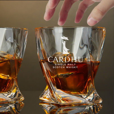 Custom Engraved Cardhu Whiskey Glass   10 oz Twisted Rocks Glass