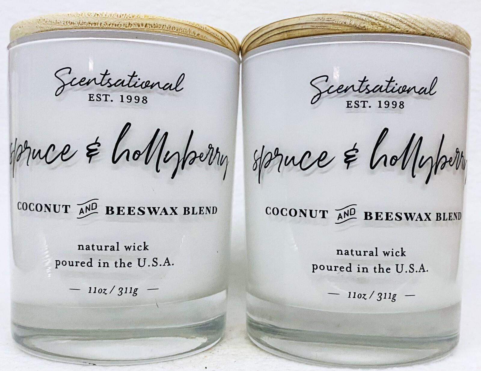 2 Scentsational SPRUCE HOLLEYBERRY Coconut Beeswax Blend Medium Candle