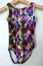 Plum Practicewear Gymnastics Leotard Geometric Print Purple Size CS