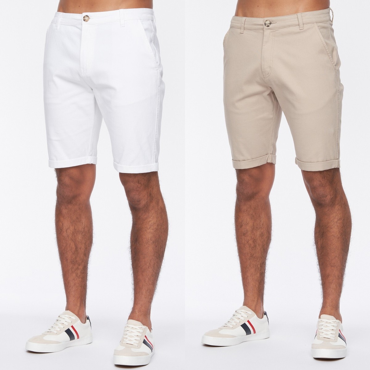 Men's Crosshatch Stretch Chino Shorts Smart Casual Summer Short Cargo Pants