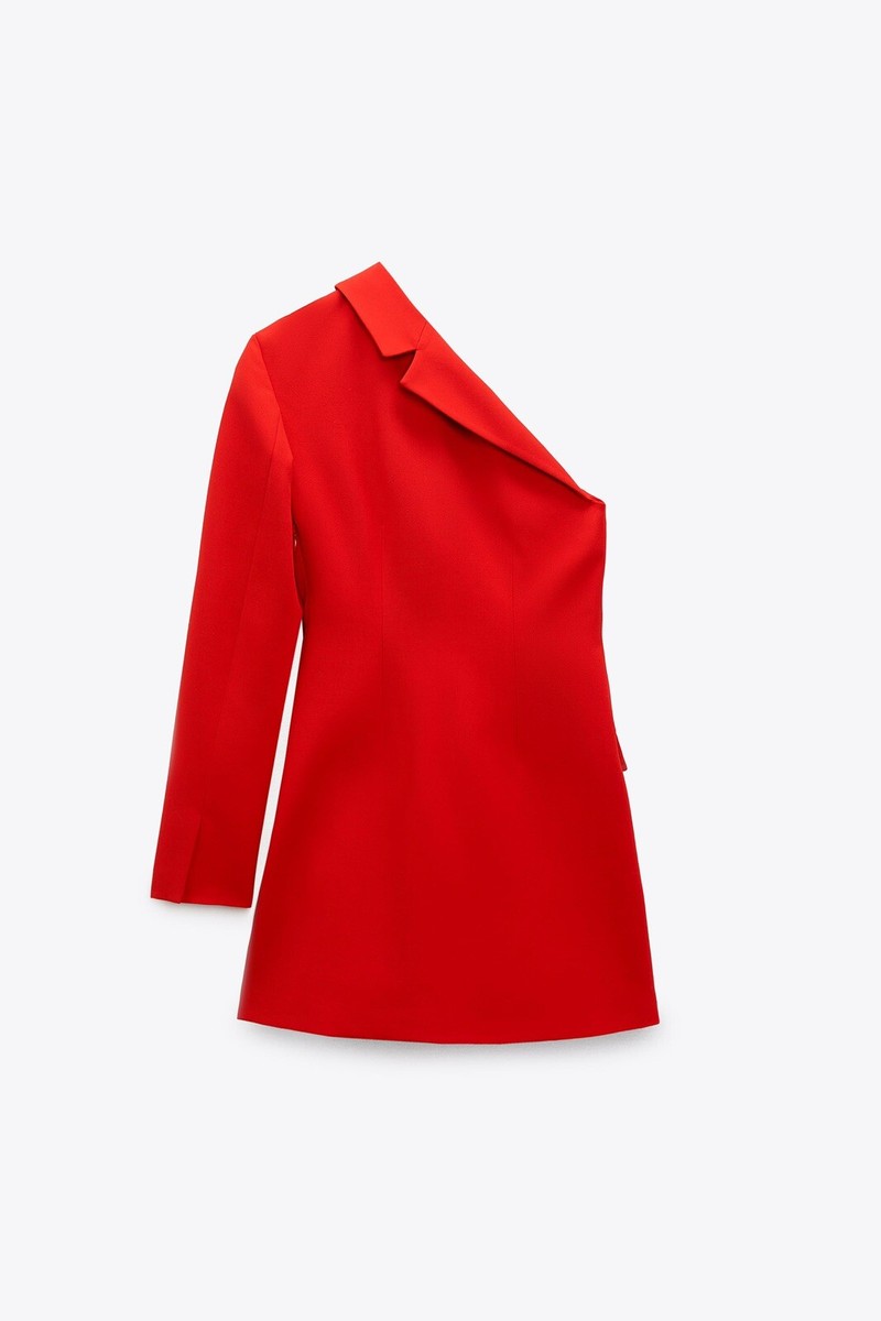 ZARA WOMAN SS22 RED ASYMMETRIC BLAZER DRESS 8213/707 | eBay