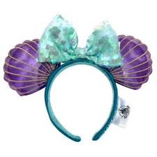 Authentic Disney` Parks Ears Little Mermaid Ariel Purple Iridescent Minnie Ears
