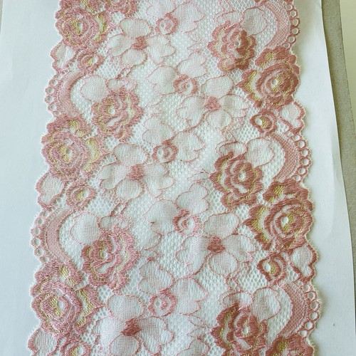 Stretch Floral Embroidered Border Lace Trim/Mesh/Sewing/Lingerie/Craft/6.5” Wide - Picture 2 of 12