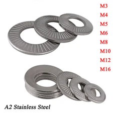 Belleville Spring Lock Washers with Single Face Serrated A2 Stainless M3 to M16