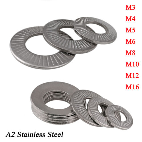 M3 ~ M16 Belleville Spring Lock Washers with Single Face Serrated A2 Stainless - Afbeelding 1 van 8