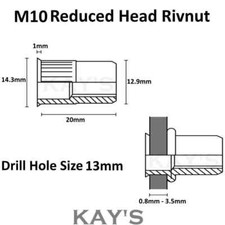 RIVNUTS THIN SHEET RIVET NUTS COUNTERSUNK STEEL THREADED INSERTS M4 M5 M6 M8 M10