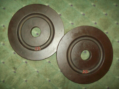 Plaques De Poids Vintage YORK BARBELL 25 Lbs - Fer Ancien Pour Bodybuilding & Strongman