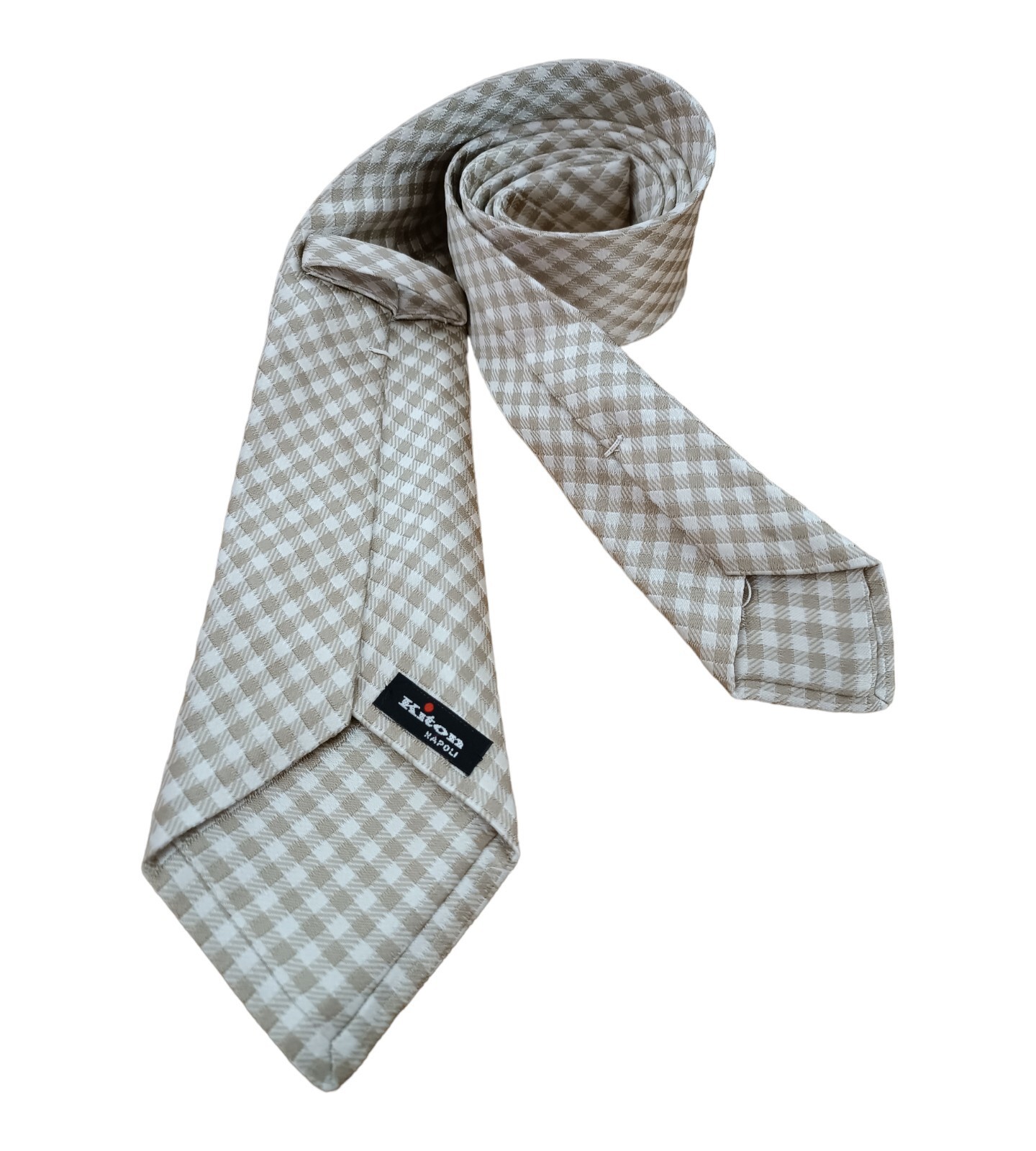 KITON 7FOLD Beige Plaids & Checks Silk Tie ITALY … - image 8