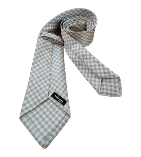 KITON 7FOLD Beige Plaids & Checks Silk Tie ITALY 62"/ 3.7" EC - Picture 8 of 8
