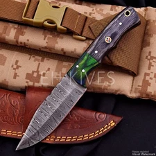8'' Handmade Damascus Steel Skinner Knife - Hunting Fixed Blade - Gift for Men