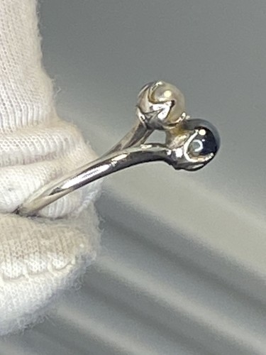 Antique Art Deco Clark & Coombs Sterling Silver Pearl & Onyx Claw Ring Size 4.5 - Picture 10 of 14