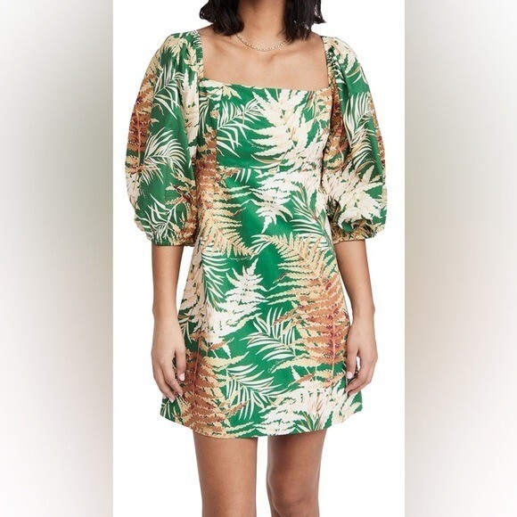 Cara Cara green leaf print Montauk mini dress | eBay Cara Cara green leaf print Montauk mini dress | eBay