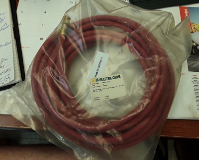Mcmaster Carr 1593N1 Red Air Hose 1/4 X 1/4 NPTF Male, 1/2'' OD, 200 PSI 