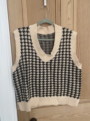 Oversized Sweater Vest Houndstooth 