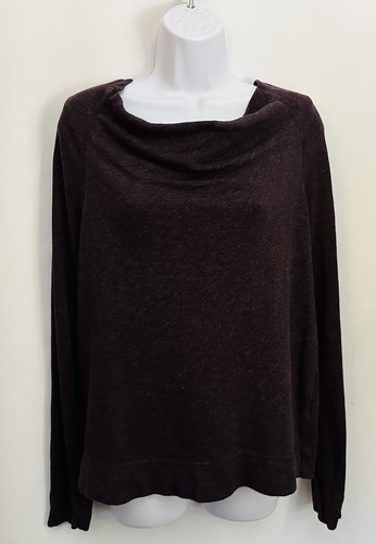 $165 JAMES PERSE Blouse Women 4 (XL) Cowl Neck Leisure Casual Cotton Blend Brown - Picture 3 of 15