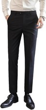 Mens Straight Fit Formal Dress Pants Modern Business Trousers Lightweight