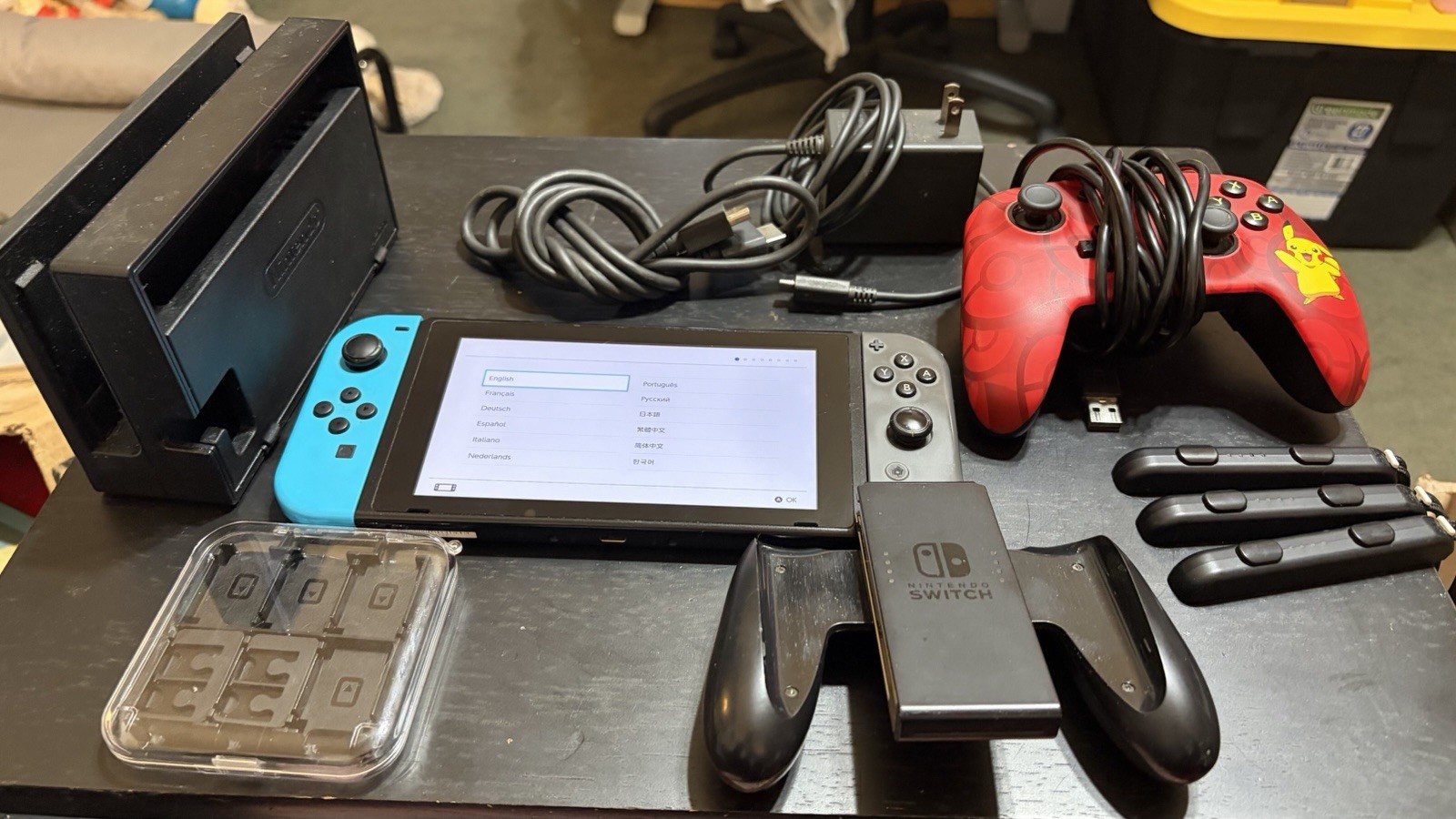 Nintendo Switch With Blue & Gray Joy-Con (HAC-001) With Extras 64 GB