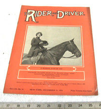 RARE DEC 1918 VINTAGE RIDER AND DRIVER HORSE MAGAZINE