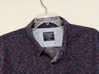 Abercrombie & Fitch Men's Shirt 2XL Navy Blue Maroon Micro Floral Stretch Poplin