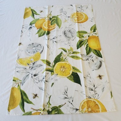 Williams Sonoma Meyer Lemon Bee Print 20x30'' 100% Cotton Kitchen Tea Towel NWOT