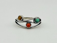 Sterling Silver 9.3mm Multi Stone Band Ring