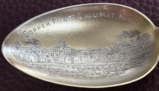 Copper Mine Calumet Michigan Tipple Refining Shafts 5.5" Sterling Souvenir Spoon