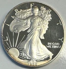 1986 S $1 AMERICAN SILVER EAGLE PROOF-UNGRADED-UNCIRCULATED-TOUCH OF RIM TONING-