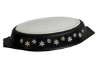 Vintage Pyrex 1 1/2 qt Casserole Black and White Snowflakes Oval NO LID READ