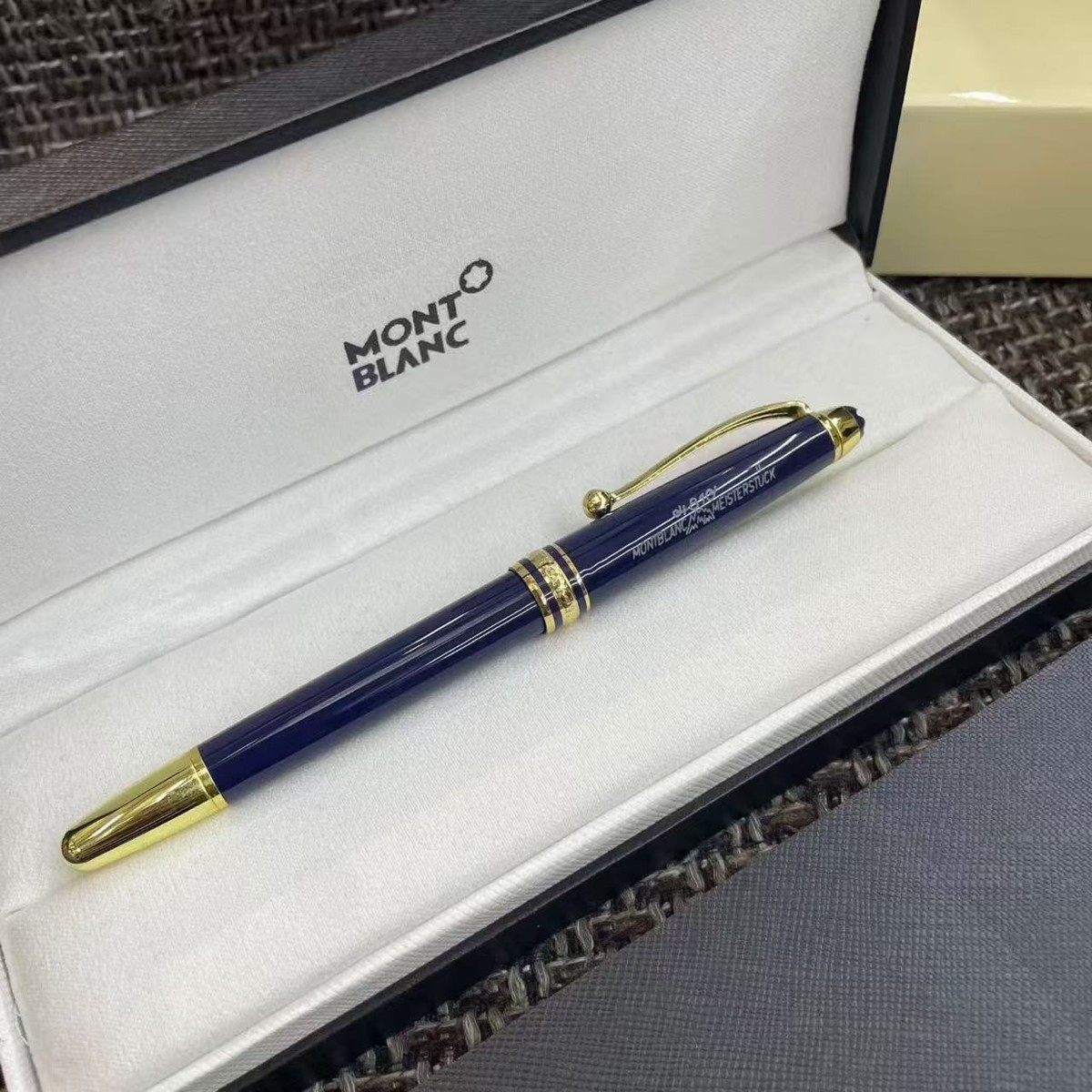 New Montblanc Meisterstuck 163 Rollerball Pen Blue/Gold w/ Gift