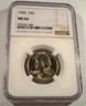 1965 NGC MS66 WASHINGTON QUARTER 25c BUSINESS STRIKE MS 66