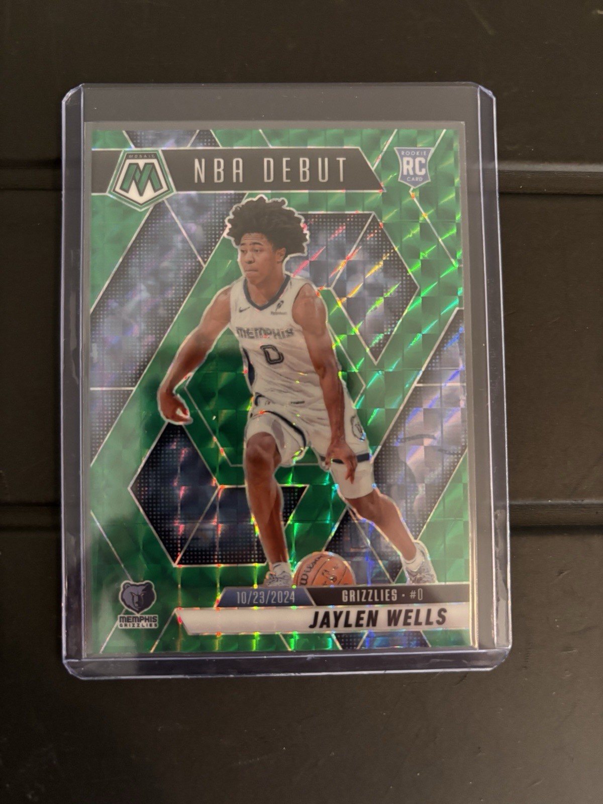 2024-25 Panini Mosaic Jaylen Wells RC #260 Green Prizm NBA Debut. Grizzlies SP
